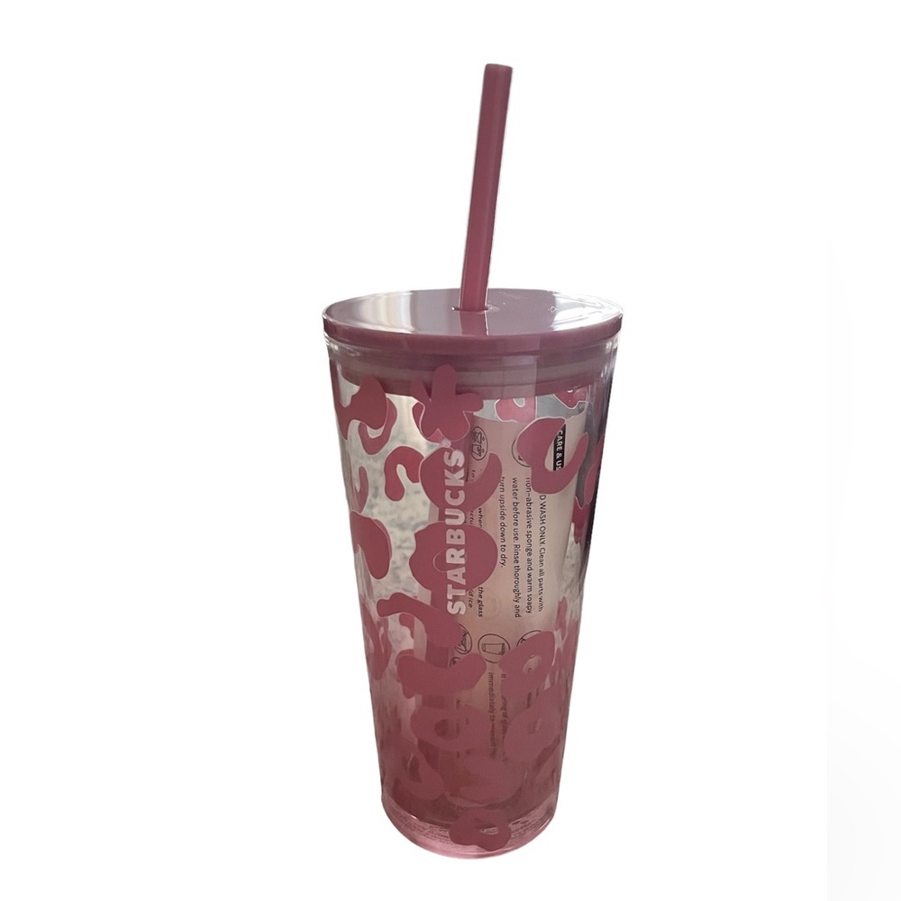STARBUCKS GLASS LEOPARD PRINT TUMBLER